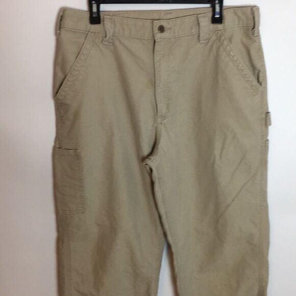 Carhartt Dungaree Fit 100% Cotton Tan Utility Work Cargo Pants 36x32 - Picture 2 of 16